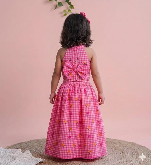Candy crush Chanderi  Pink Wholesale children clothing in Gujarat